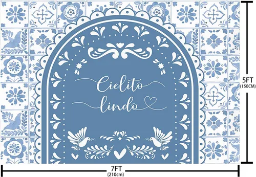 Miniatura 4 de MEHOFOND Telón de fondo Cielito Lindo Baby Shower de 7 x 5 pies, arco azul, Cielito lindo, decoración de fiesta de baby shower, pancarta, decoración