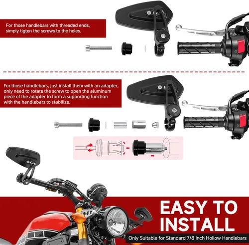 Miniatura 3 de Rich Choices Universal Espejos Retrovisores Negros para Motocicleta de 22mm 7/8'' de Extremo de Manillar GROM MSX125 CB500F Z125 pro Z650 Z750 Z800
