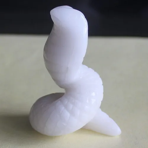 Miniatura 2 de 2 '' tallado a mano piedra preciosa cristal blanco jade serpiente figura talla animal Jade blanco