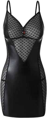 Miniatura 3 de EROMATE Vestido sexy para mujer, estilo mojado, de piel sintética, mini bodycon
