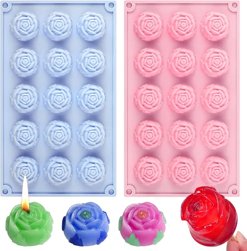 Miniatura 8 de Molde de silicona de rosas, 2 moldes de chocolate rosa con 20 cavidades para chocolate, dulces, cubitos de hielo, gomitas, gelatina, gelatina