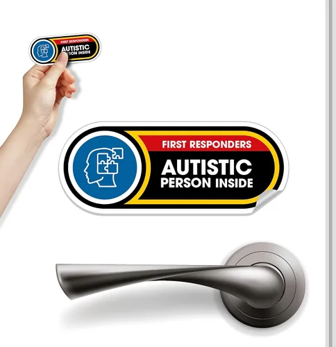 Persona autista dentro de 1 calcomanía pequeña | Letrero de seguridad interior para personas autistas | Vinilo permanente laminado mate impermeable