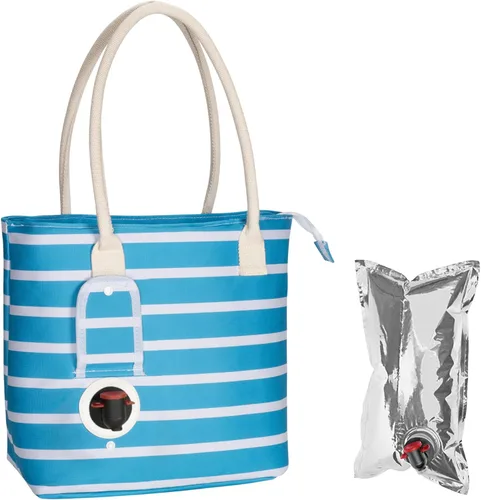 Miniatura 10 de Tirrinia Bolsa de vino, enfriador de playa para regalo de viaje, bolsa de viaje con boquilla para picnic, BYOB, fiesta, cena, piscina