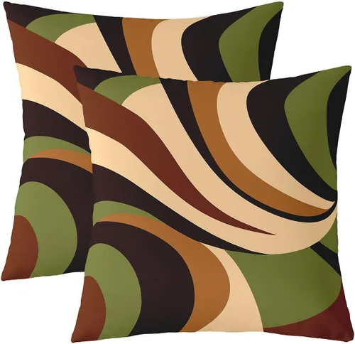 Miniatura 7 de Juego de 2 fundas de almohada abstractas de 16 x 16 pulgadas para niños, niñas, adolescentes, decoración de dormitorio, moderna a rayas, decoración