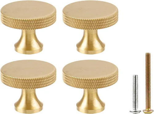 Miniatura 11 de RZDEAL Paquete de 5 tiradores de latón macizo dorados para gabinetes de cocina, tiradores de cajón, accesorios de gabinete de cocina de latón