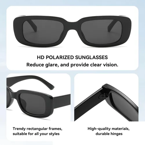 Miniatura 3 de Dollger Lentes de sol rectangulares para mujeres y hombres, de moda, retro, a la moda, protección UV 400, cuadrado Fram