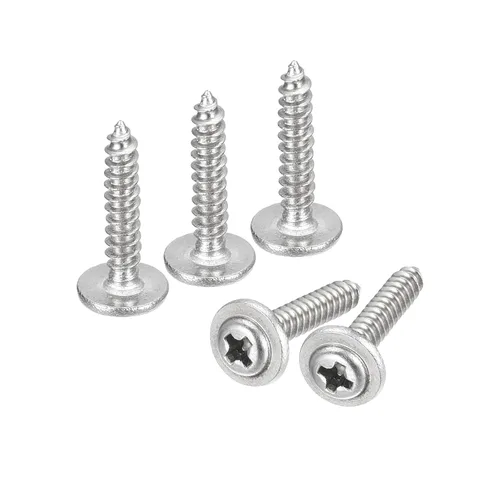 Miniatura 12 de uxcell ST3x6mm Phillips Pan Head Tornillo Autorroscante con Arandela, 100 piezas - Tornillo de madera de acero inoxidable 304 rosca completa (plata)