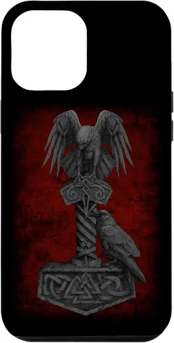 Miniatura 25 de Funda Huginn y Muninn de Mjolnir Odín de Thor para iPhone 14 Mitología nórdica vikinga