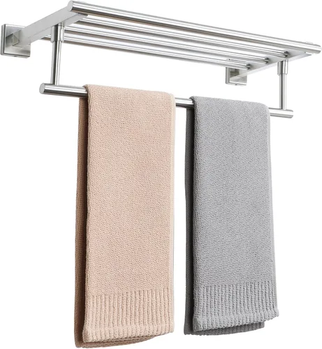 Alise Toallero de 20 pulgadas para baño montado en la pared, toallero de baño con barra de torre, toalleros dobles para baño, soporte de toallas de