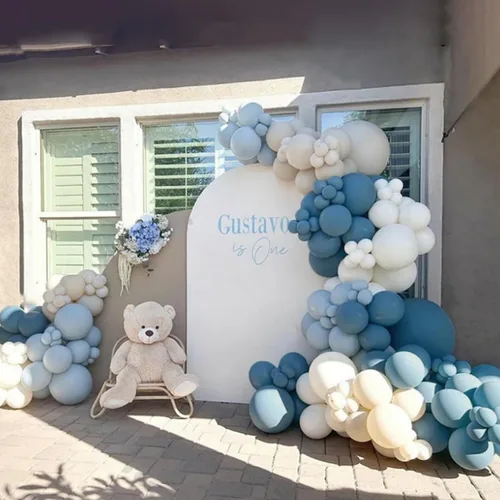 Miniatura 5 de Kit de Guirnalda de Globos Azul Polvoriento - 167 piezas Kit de Arco de Globos con Globos Azul Polvoriento, Blanco Arena, Blancos - Perfecto
