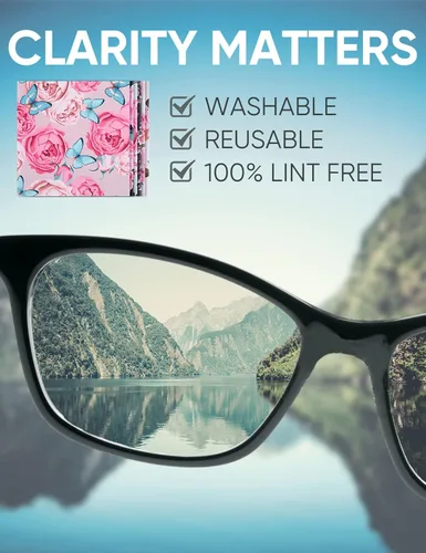 Miniatura 4 de 6 piezas de paños de limpieza de gafas engrosados con diseño elegante de flores, paños de microfibra multicolores para lentes de anteojos, toallitas
