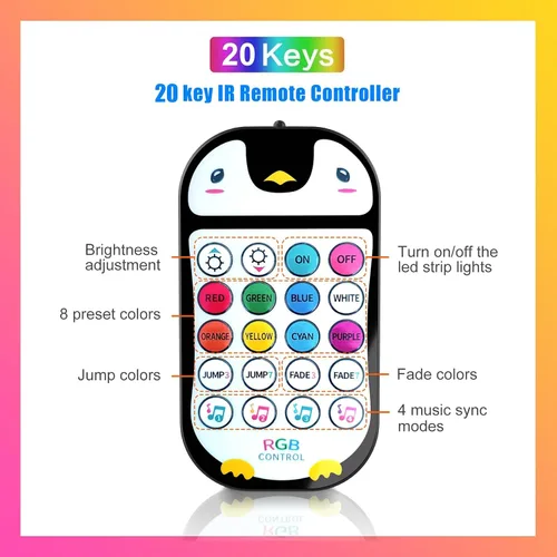 Miniatura 3 de TJOY - Tira de luces LED con Bluetooth de 100 pies para niños, luces que cambian de color para dormitorio, iluminación de cinta RGB