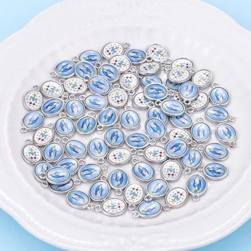 Miniatura 3 de ZHENYIN 80pcs Nuestra Señora Virgen María Crucifijo Medallas Dijes Colgantes Collar Pulsera Joyería Fabricación y Artesanía