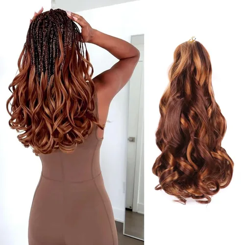 Miniatura 49 de Cabello rizado francés para trenzar de 12 pulgadas, 8 paquetes de cabello rizado preestirado para trenzas de caja, rizos franceses, trenzas