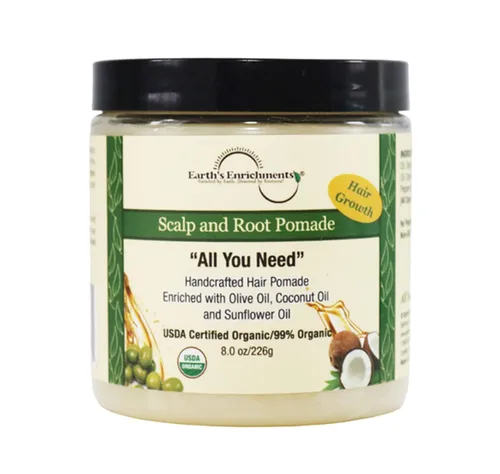 Earth's Enrichments Pomada orgánica - Alimento capilar para el crecimiento, contiene árbol de té, romero, aceite de lavanda, grasa natural para