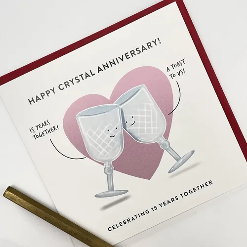Miniatura 3 de Old English Co. Tarjeta de aniversario de boda para marido y esposa, bonita tarjeta de felicitación de aniversario de cristal divertida, humor