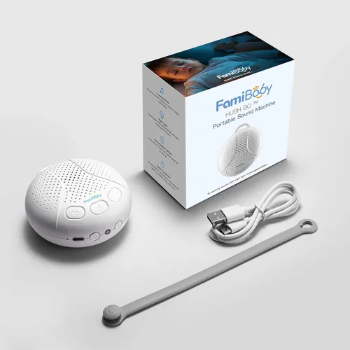 Miniatura 8 de Máquina de sonido para bebé, 16 sonidos calmantes, máquina portátil de ruido blanco con luz nocturna y temporizador, chupete de sueño recargable