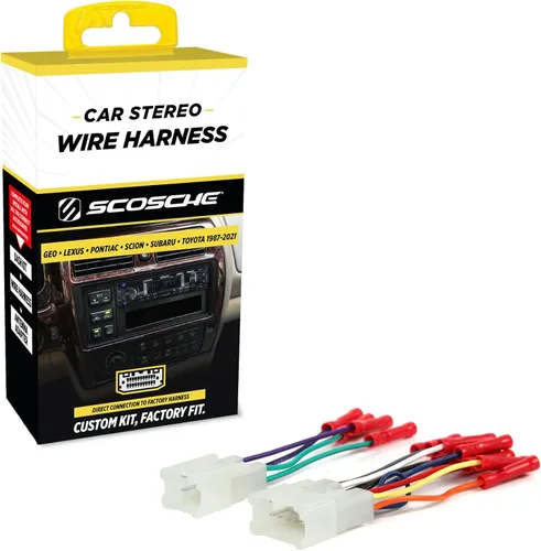 Scosche TA02BCB Arnés de cableado estéreo compatible con vehículos Geo, Lexus, Toyota, Scion y Subaru seleccionados no amplificados 1987-21. - Arnés