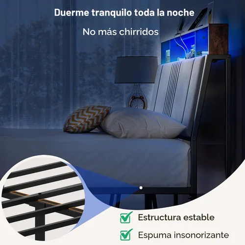 Miniatura 7 de BedsPick Base de cama tamaño completo con cabecera ergonómica, plataforma de metal tapizada tamaño completo con almacenamiento de 2 niveles