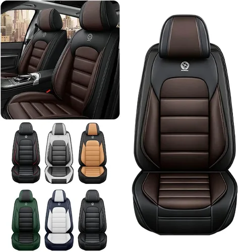 Miniatura 2 de Fundas de asiento de automóvil para Nissan Titan XD 2016-2023, impermeables, suaves, transpirables, de piel sintética, con bolsillos de negro y café