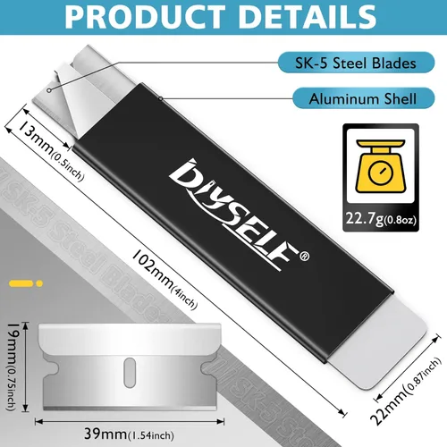 Miniatura 6 de DIYSELF Cuchillo Utilitario, Juego de 24 Cortadores de Caja Pequeños con Hojas de Navaja de Un Solo Filo, Cuchillo Retráctil, Funda Metálica Negro