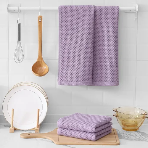 Miniatura 310 de Kitinjoy - Paños de cocina de 100 % algodón, tela de tejido gofrado, paño de limpieza ultrasuave, absorbente y de secado rápido. Beige