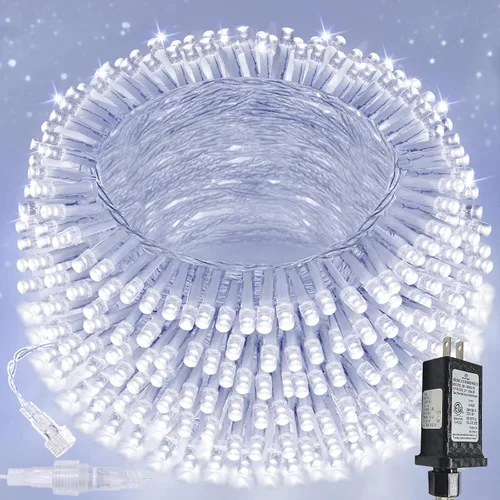 Miniatura 20 de Guirnalda de 100 luces LED conectables para interiores y exteriores, luces de Navidad blancas cálidas de 33 pies, impermeables, 13 modos