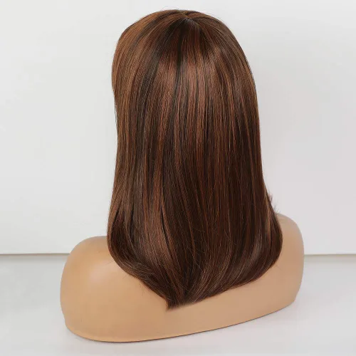 Miniatura 5 de Peluca de cabello humano real mezclado, largo medio, por Asifen, 33
