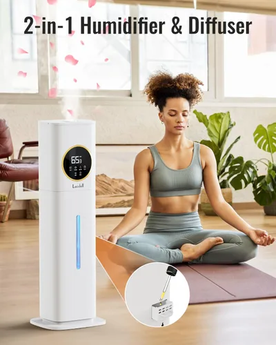 Miniatura 6 de Humidificadores para dormitorio, humidificador de 2.1 galones/8L para habitación grande con difusor de aceites esenciales, luz nocturna, 2-Blanco