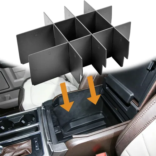 Divisores organizadores de consola central compatibles con Ford F150 2015-2018 2019 2020 Accesorios negro ABS plástico reposabrazos caja de