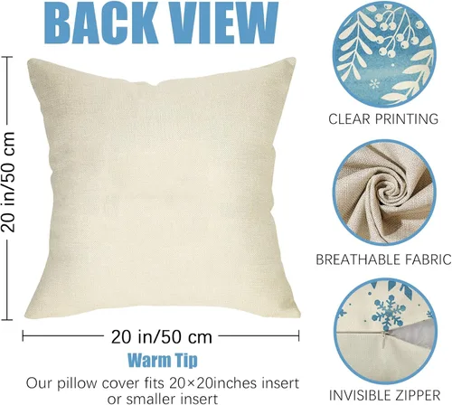 Miniatura 2 de Fahrendom Juego de 4 fundas de almohada decorativas con diseño de copo de nieve de invierno de 20 x 20 pulgadas, diseño de hojas de árbol de Navidad