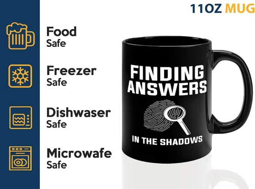 Miniatura 4 de Taza de café detective de 11 oz, color negro Encontrar respuestas en - Oficial de policía Patrulla Policía Detective Sheriff Police Enforcement