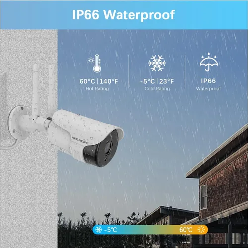Miniatura 9 de WEILAILIFE 【Audio bidireccional y antena dual mejorada】 Sistema de cámara de seguridad inalámbrica para exteriores con visión nocturna de 27.4