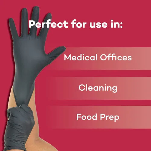 Miniatura 6 de Dealmed Black Nitrile Exam Gloves – Disposable Multi-Purpose Use Medical Gloves Use for First Aid and Medical Facilities