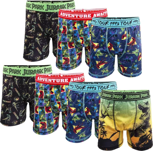 Jurassic World Calzoncillos tipo bóxer para niños con opciones de impresión T-rex, Raptor y Triceratops en tallas 4, 6, 8, 10 y 12