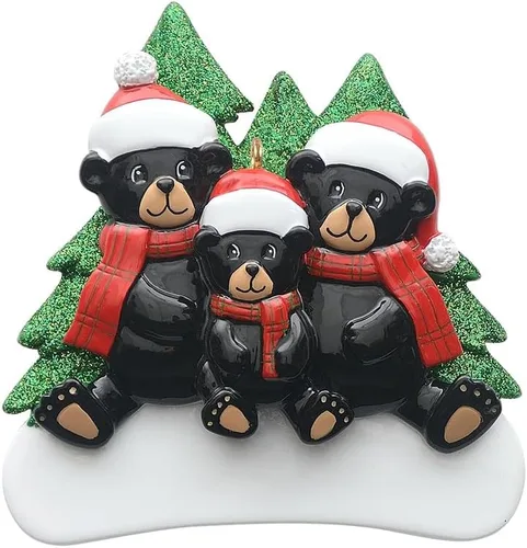 Miniatura 9 de Adorno personalizado de oso negro 2025 – Decoración de árbol de Navidad de familia de 2, animal del bosque, adorno de nuestra primera Navidad juntos