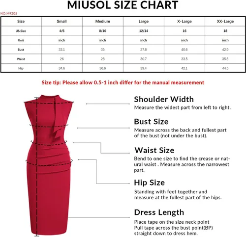 Miniatura 6 de Miusol - Vestido tubo de cóctel estilo retro de los años 1950, diseño con vuelos y medio cuello para mujer