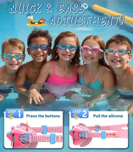 Miniatura 6 de Kids Swim Goggles, Anti-Fog UV Protection, Leakproof Adjustable Strap Swimming Goggles for Boys Girls Ages 6–14 Pinkblue - Lente rosa