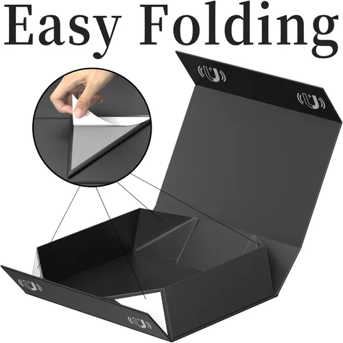 Miniatura 3 de PSHVYM Cajas de regalo con tapas, 11.5 x 7.8 x 3 pulgadas, caja de regalo negra para regalos, cierre magnético para camisetas, guantes, bufandas