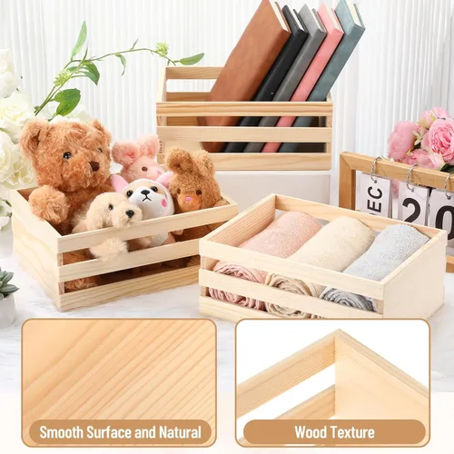 Miniatura 3 de Cinnvoice 6 cajas de madera pequeñas de 9.5 pulgadas para el 250 aniversario para almacenamiento del 4 de julio, cajas de madera sin terminar a
