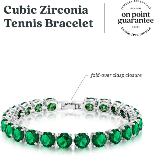 Miniatura 5 de KEZEF Pulsera de tenis CZ redonda de 0.276 in CZ - Plata sobre latón - 7 pulgadas