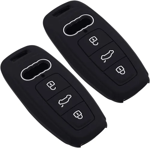 Miniatura 2 de Funda de silicona para llavero de 3 botones compatible con 2019 2020 A6 E-Tron Audi A6L A8L A6 A7 A8 Q8 (negro negro)