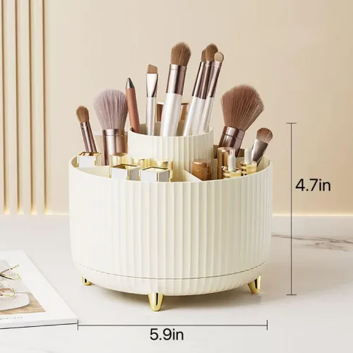 Miniatura 3 de Organizador de escritorio giratorio de 360 grados, pinceles de maquillaje, lápices, estante giratorio de almacenamiento de papelería de escritorio