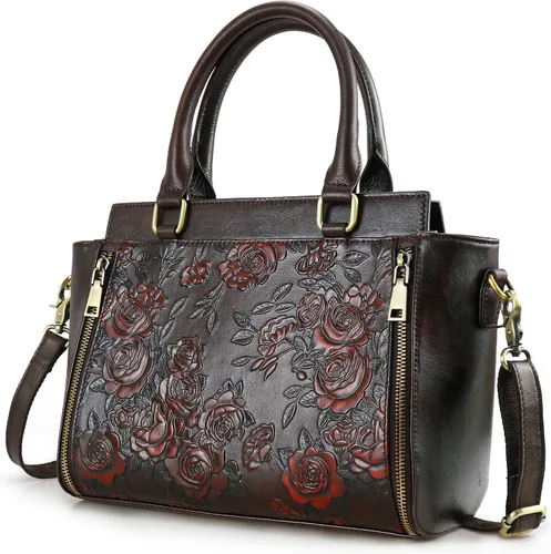 Bolso y bolsos de mano para mujer, de cuero, con asa de mano, tamaño mediano, color rosa