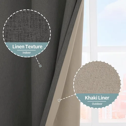 Miniatura 8 de BGment Cortinas opacas de color gris oscuro de 63 pulgadas de largo para dormitorio, juego de 2 paneles, aislamiento térmico con textura de lino