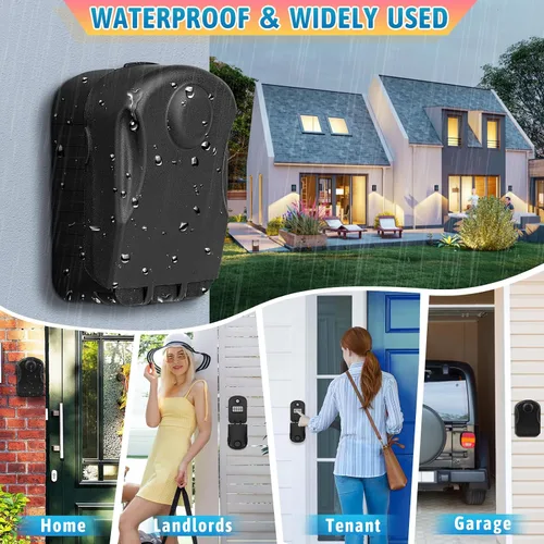 Miniatura 6 de Caja de seguridad para llaves con código, caja de bloqueo de llave de gran capacidad para montaje en pared exterior, resistente al agua, combinación