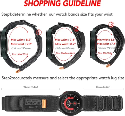Miniatura 5 de torbollo Correa de reloj compatible con Samsung Galaxy Watch 6 5 4 1.575 in/1.732 in, Galaxy Watch 6 4 Classic 1.654 in 1.811 in/1.693 in 1.850 in