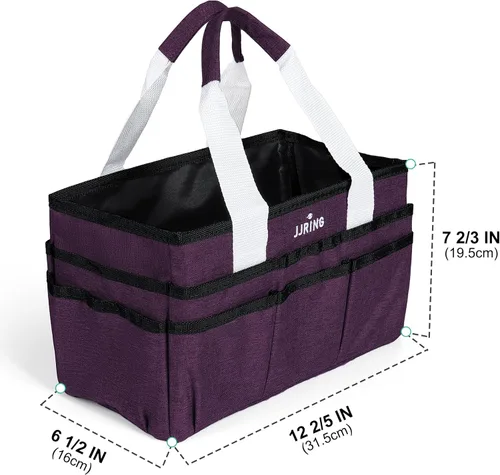 Miniatura 2 de JJRING Bolsa Organizadora de Transporte para Manualidades, Organizador de Almacenamiento de Arte con Múltiples Bolsillos, Bolsa de Costura Morado