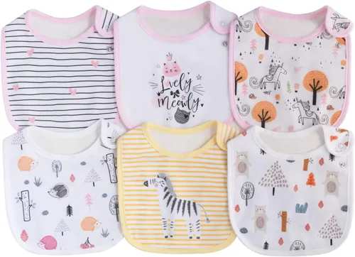 Miniatura 7 de Maiwa - 6 paquetes de baberos impermeables de algodón para bebés, niñas y niños, con broches para babeo y alimentación Multi0603