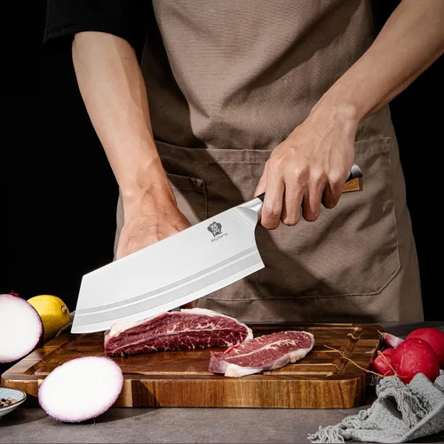 Miniatura 5 de WILDMOK Cuchillo Carnicero de 7.8 Pulgadas, Cuchillos de Chef Chinos Ultra Afilados - Cuchillo de Cocina para Picar, Acero Alemán y Mango Ergonómico